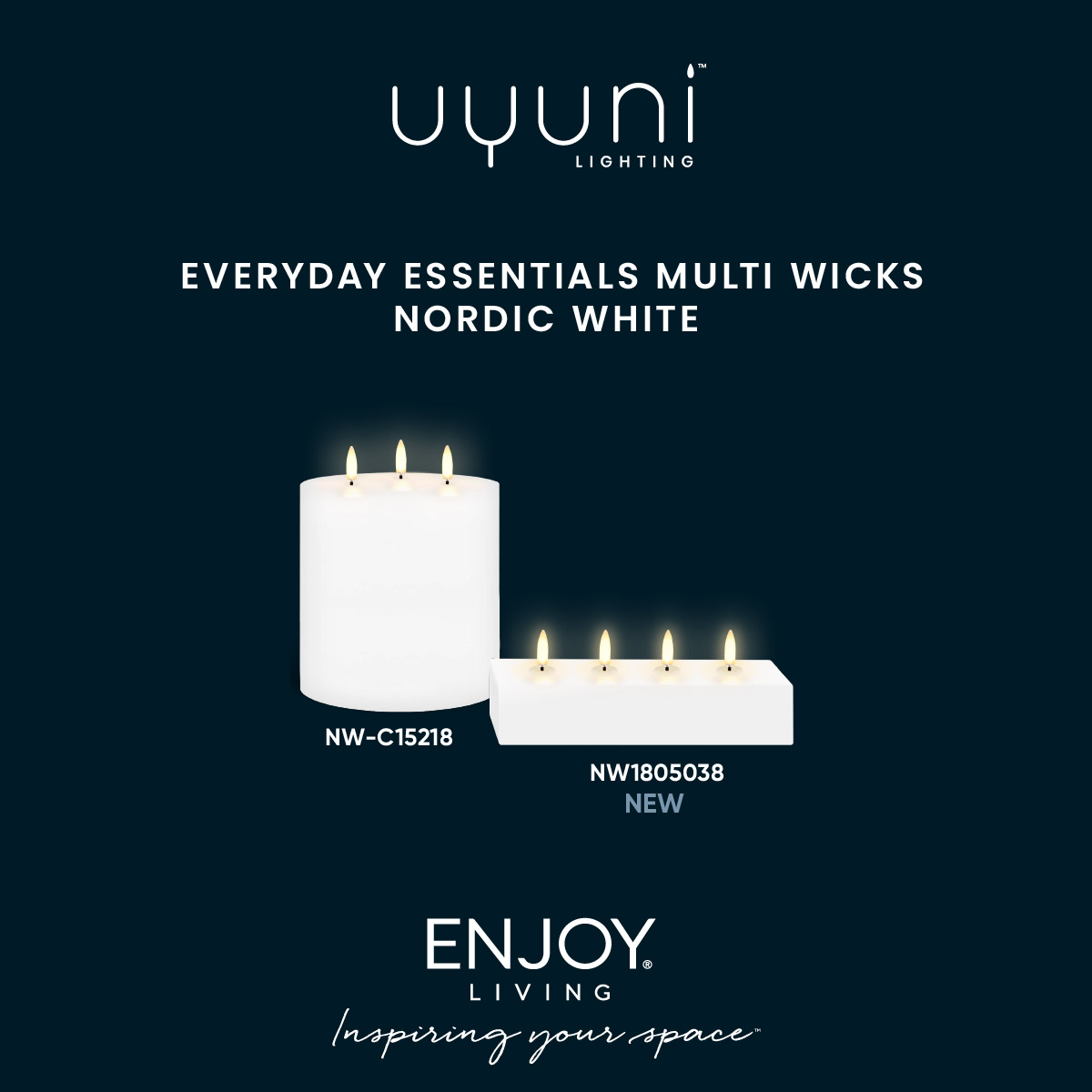 Uyuni Multi Wick Flameless Candles Nordic White