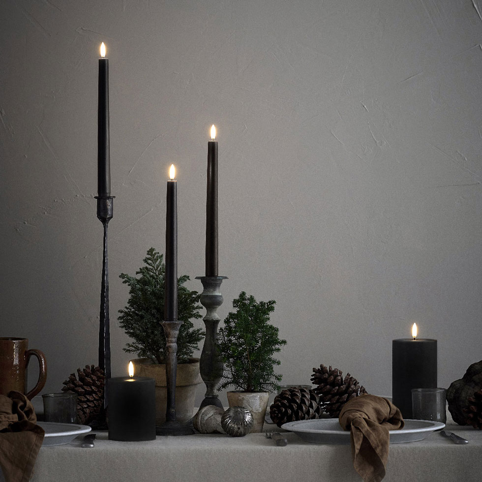 New Black Taper Flameless Candles