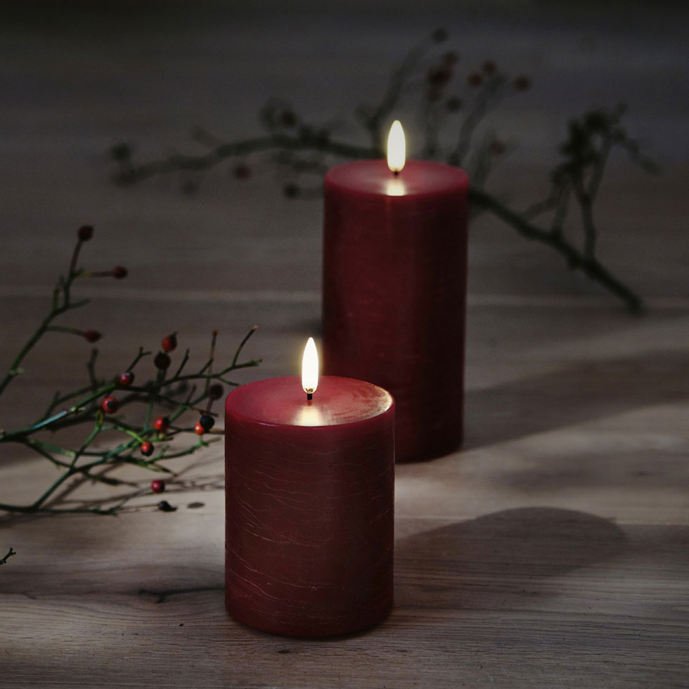 Carmine Red Flameless Candles perfect for Christmas