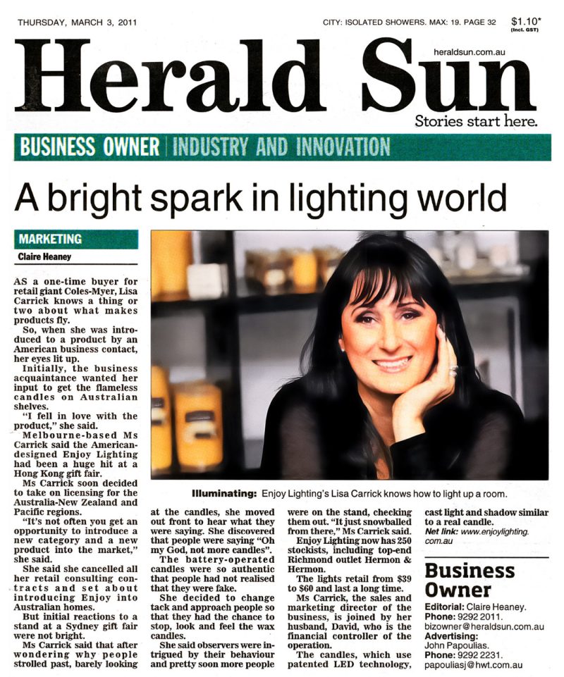 Herald Sun – A Bright Spark in Lighting World