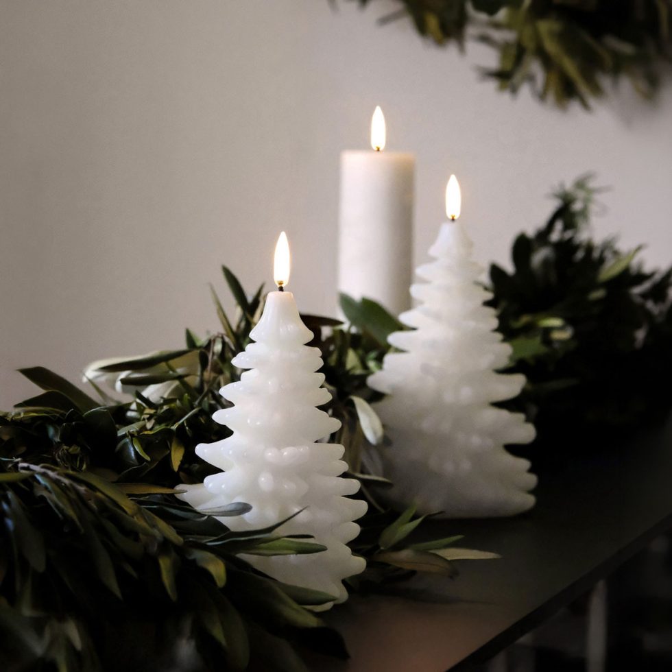 Uyuni Lighting real wax Christmas Tree candles with foliage